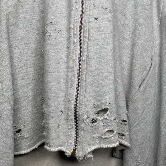UNIF Grey Distressed Swing Style Zip Hoodie Jacket - Picture 3 of 9